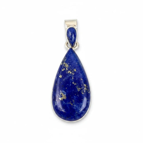 Wildflower Artisans Martinez lapis lazuli teardrop pendant with gold pyrite inclusions set in sterling silver