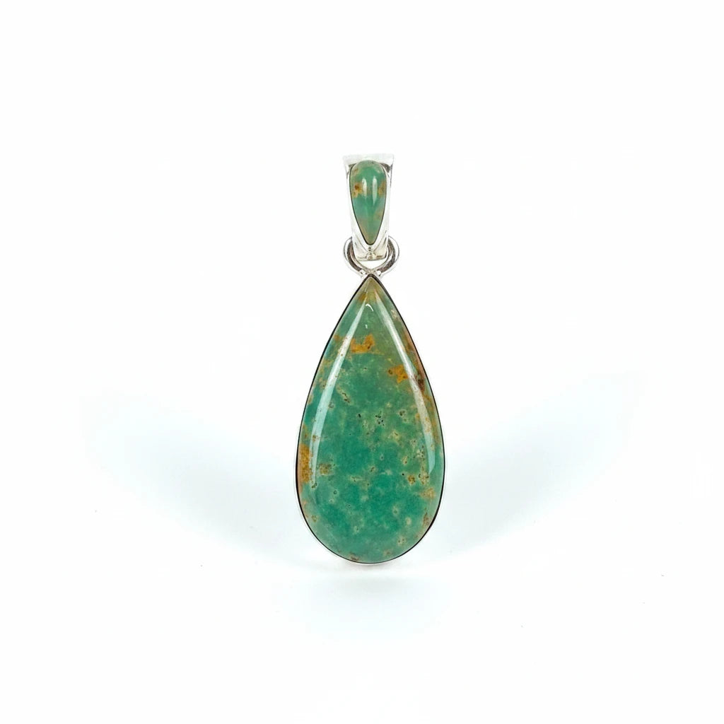 Wildflower Artisans Martinez Royston turquoise teardrop pendant in sterling silver with golden host rock matrix