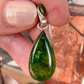 Wildflower Artisans Martinez Sonoran Mountain turquoise teardrop pendant in polished sterling silver setting