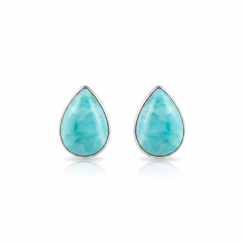 Wildflower Artisans teardrop turquoise stud earrings, 10mm, sterling silver setting. One of a kind.