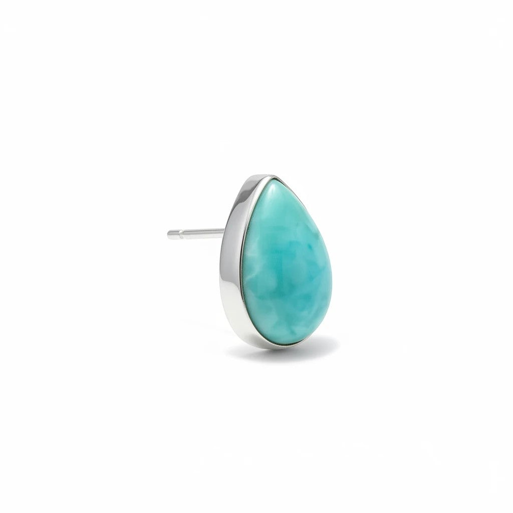Wildflower Artisans teardrop turquoise stud earrings, 10mm, sterling silver setting. One of a kind.