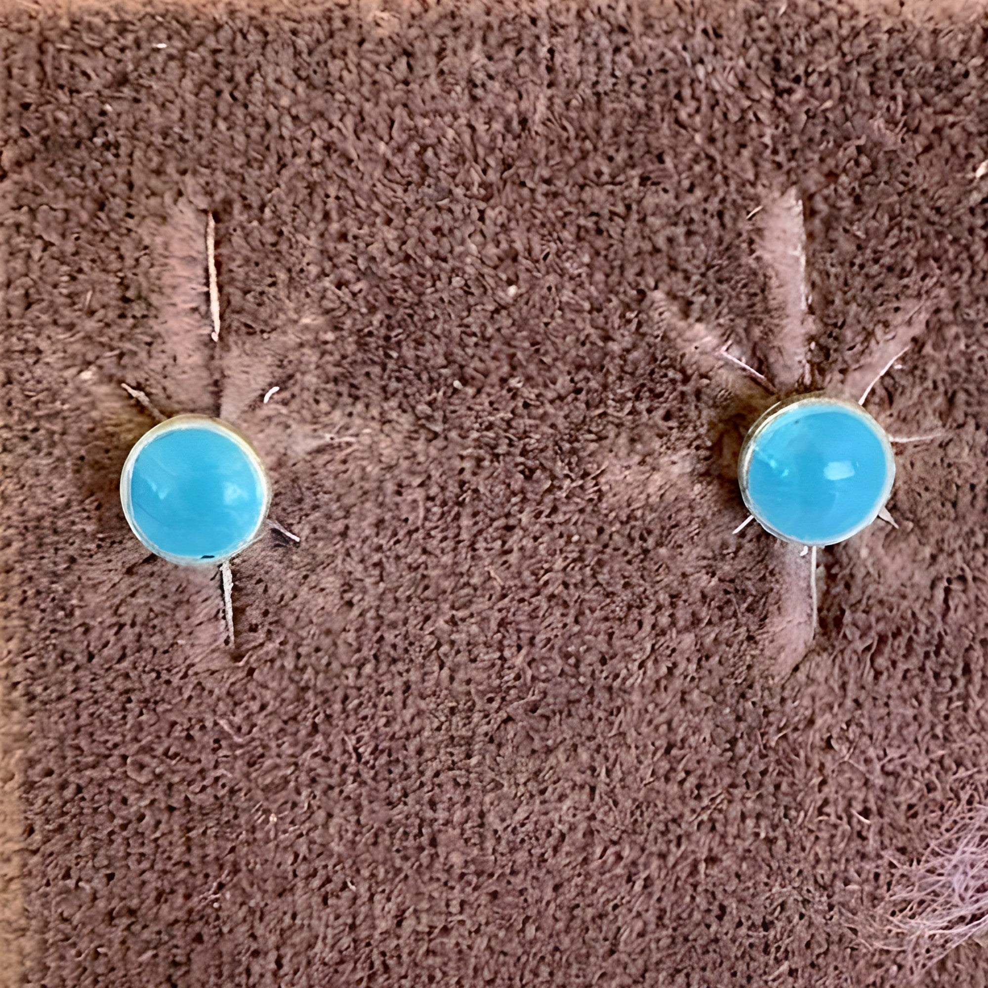 Wildflower Artisans small turquoise stud earrings in sterling silver setting. Genuine natural stone.