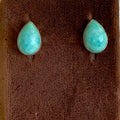 Wildflower Artisans teardrop turquoise stud earrings, 10mm, sterling silver setting. One of a kind.